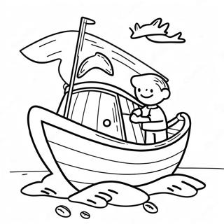 Colorful Fishing Boat With Happy Fisherman Coloring Page 58866-48895