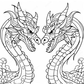 Fierce Two Headed Dragon Coloring Page 58876-48899