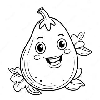 Cute Cartoon Eggplant Coloring Page 58906-48919