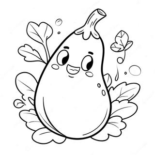 Cute Cartoon Eggplant Coloring Page 58906-48920