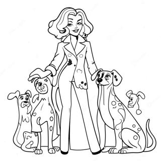 Cruella Deville With Dalmatians Coloring Page 58956-48968