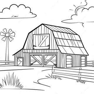 Rustic Barn Scene Coloring Page 5895-4709