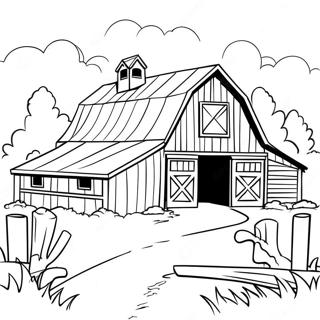 Rustic Barn Scene Coloring Page 5895-4710