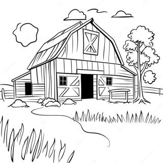 Rustic Barn Scene Coloring Page 5895-4711