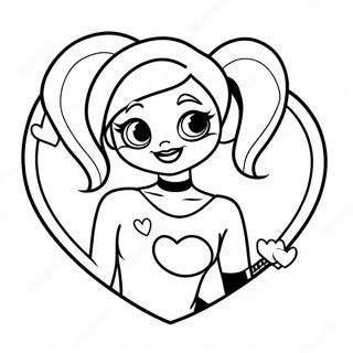 Cute Harley Quinn With A Heart Coloring Page 58976-48989