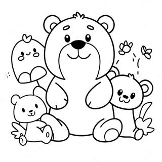 Cute Brown Bear And Friends Coloring Page 59016-49013