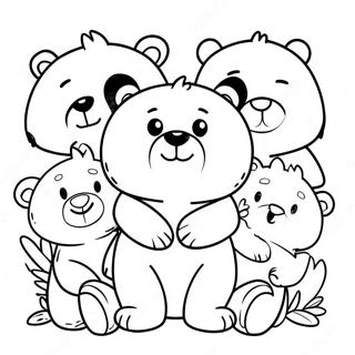 Cute Brown Bear And Friends Coloring Page 59016-49014