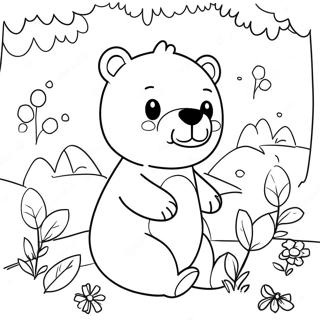 Cute Brown Bear And Friends Coloring Page 59016-49015