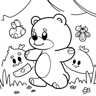 Cute Brown Bear And Friends Coloring Page 59016-49016