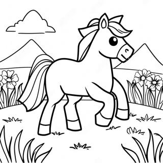 Minecraft Horse Galloping In The Meadow Coloring Page 59146-49117