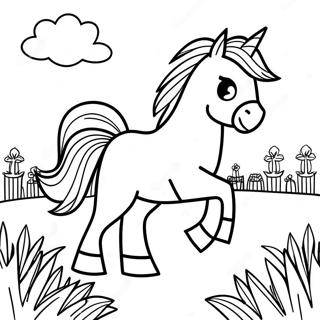 Minecraft Horse Galloping In The Meadow Coloring Page 59146-49119