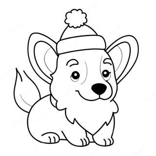 Festive Corgi With Santa Hat Coloring Page 59156-49125