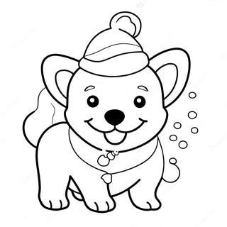 Festive Corgi With Santa Hat Coloring Page 59156-49126