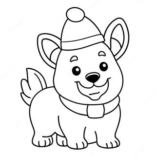 Festive Corgi With Santa Hat Coloring Page 59156-49127