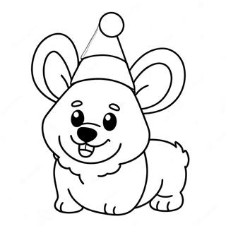 Festive Corgi With Santa Hat Coloring Page 59156-49128