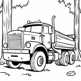 Big Logging Truck In The Forest Coloring Page 59166-49133