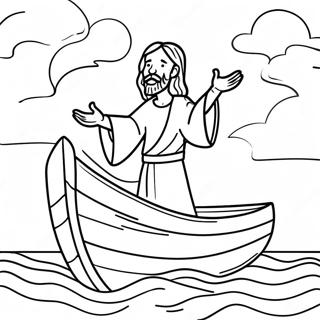 Calming Jesus In The Boat Coloring Page 59237-49185