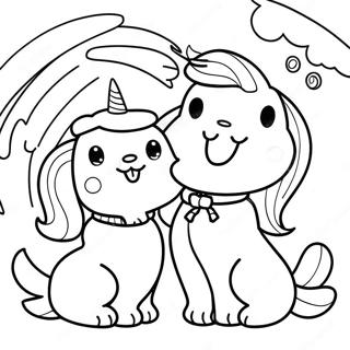 Cyan Rainbow Friends Coloring Page 5924-4730