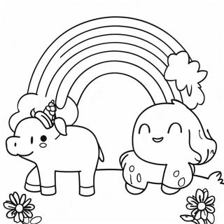 Cyan Rainbow Friends Coloring Page 5924-4732