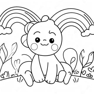 Cute Cyan Rainbow Friends Coloring Page 5925-4733