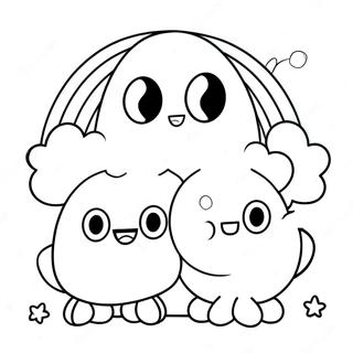 Cute Cyan Rainbow Friends Coloring Page 5925-4734