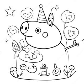 Peppa Pig Birthday Celebration Coloring Page 59296-49228