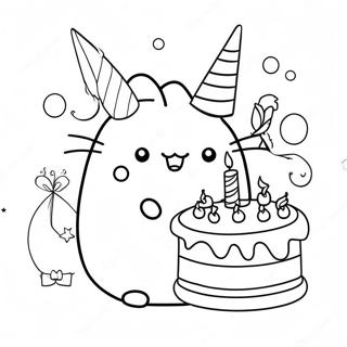 Birthday Pusheen Coloring Page 59316-49238