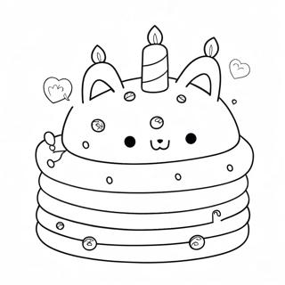 Pusheen With Birthday Cake Coloring Page 59317-49241