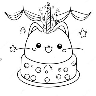 Pusheen With Birthday Cake Coloring Page 59317-49244