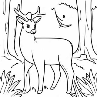 White Tailed Deer Standing In Forest Coloring Page 59336-49266