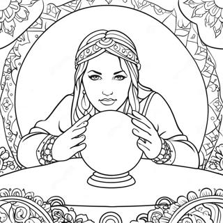 Mystical Fortune Teller With Crystal Ball Coloring Page 59407-49318