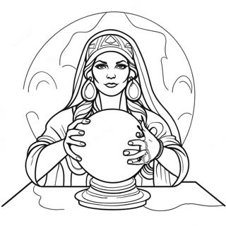 Mystical Fortune Teller With Crystal Ball Coloring Page 59407-49320