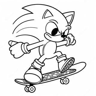 Sonic Performing Tricks On Skateboard Coloring Page 59427-49336