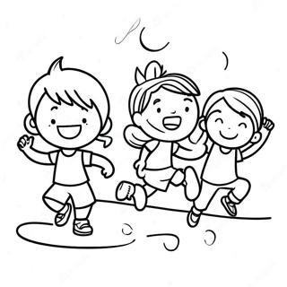 Active Kids Exercising Coloring Page 59497-49385