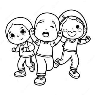 Active Kids Exercising Coloring Page 59497-49387