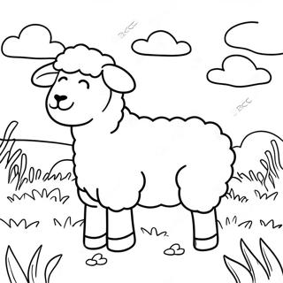 Fluffy Sheep In A Meadow Coloring Page 59507-49394