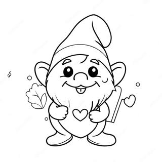 Cute Valentine Gnome With Heart Coloring Page 5955-4757