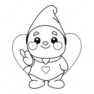 Cute Valentine Gnome With Heart Coloring Page 5955-4758