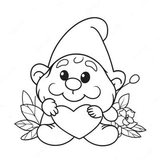 Cute Valentine Gnome With Heart Coloring Page 5955-4759