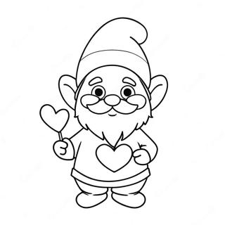 Cute Valentine Gnome With Heart Coloring Page 5955-4760