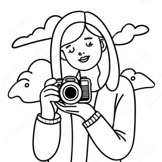 Trendy Vsco Girl With Camera Coloring Page 59587-49458