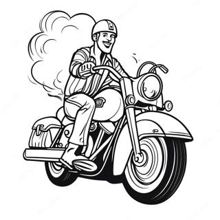 Classic Harley Motorcycle In Action Coloring Page 59597-49469