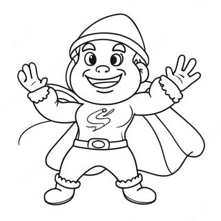 Jolly Superhero With Santa Hat Coloring Page 59717-49574