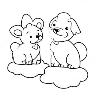 Heavenly Dogs Playing In The Clouds Coloring Page 59737-49578