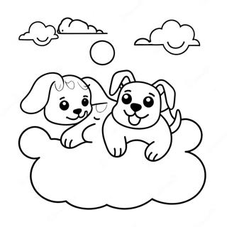 Heavenly Dogs Playing In The Clouds Coloring Page 59737-49580