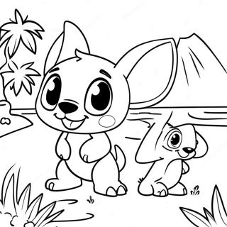 Lilo And Stitch In Tropical Paradise Coloring Page 59777-49615