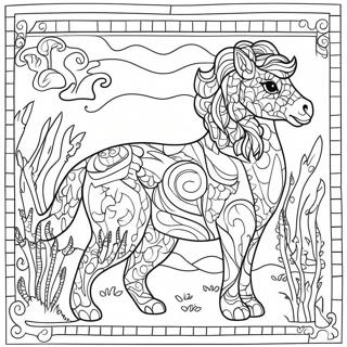 Colorful Animal Mosaic Scene Coloring Page 59837-49665