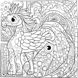 Colorful Animal Mosaic Scene Coloring Page 59837-49666