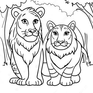 Lion And Tiger Coloring Page 59856-49674