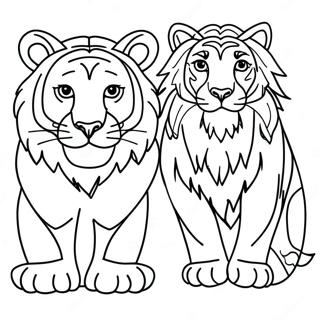 Lion And Tiger Coloring Page 59856-49675